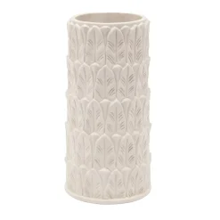 Anne Leaf-Patterned Large White Stoneware Vase