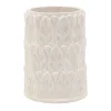 Anne Leaf-Patterned Small White Stoneware Vase