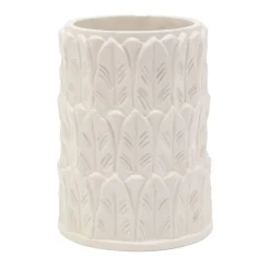 Anne Leaf-Patterned Small White Stoneware Vase