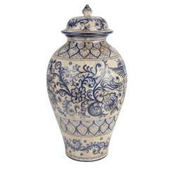Antique Blue Peacock Potiche Vase