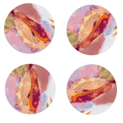 Apollo Set of 8 print glossy wood fiber red coasters