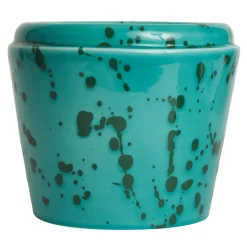 Aqua and Green Ceramic Cachepot Vase