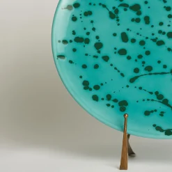 Aqua and Green Ceramic Decorative Plate