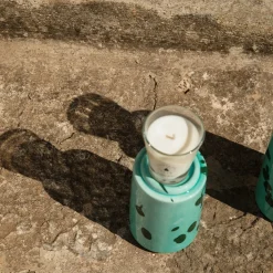 Aqua and Green Totem with Scented Candle Fragrance Foglie di Fico