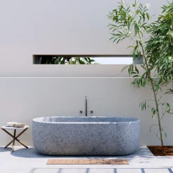 Aqua Gray Peperino Stone Bathtub