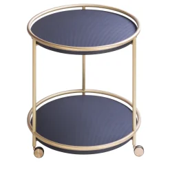 Arcade Round Brass Trolley Table