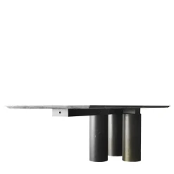 Arcaico Dining Table Top with 4 Cylinder bases in Nero Marquina