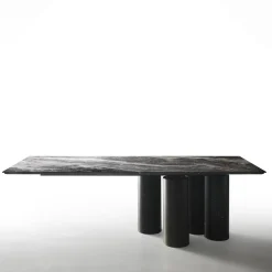 Arcaico Dining Table Top with 4 Cylinder bases in Nero Marquina