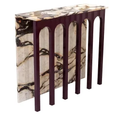 ARCHED CONSOLE IN ONYXED BRECCIA MARBLE