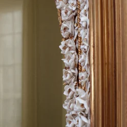 Arched Mirror with Capodimonte Porcelain Flowers and Hand-Painted Gold Highlights