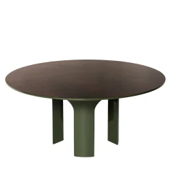 Archi Round Green and Brown Wood Dining Table by Storagemilano