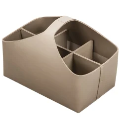 Arco Medium Caddy Basket with 6 Dividers in Sand Leather