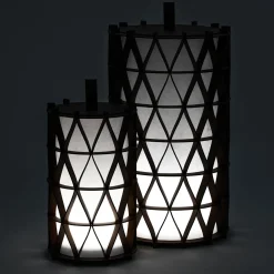 Arena Tall Brown Leather Lantern