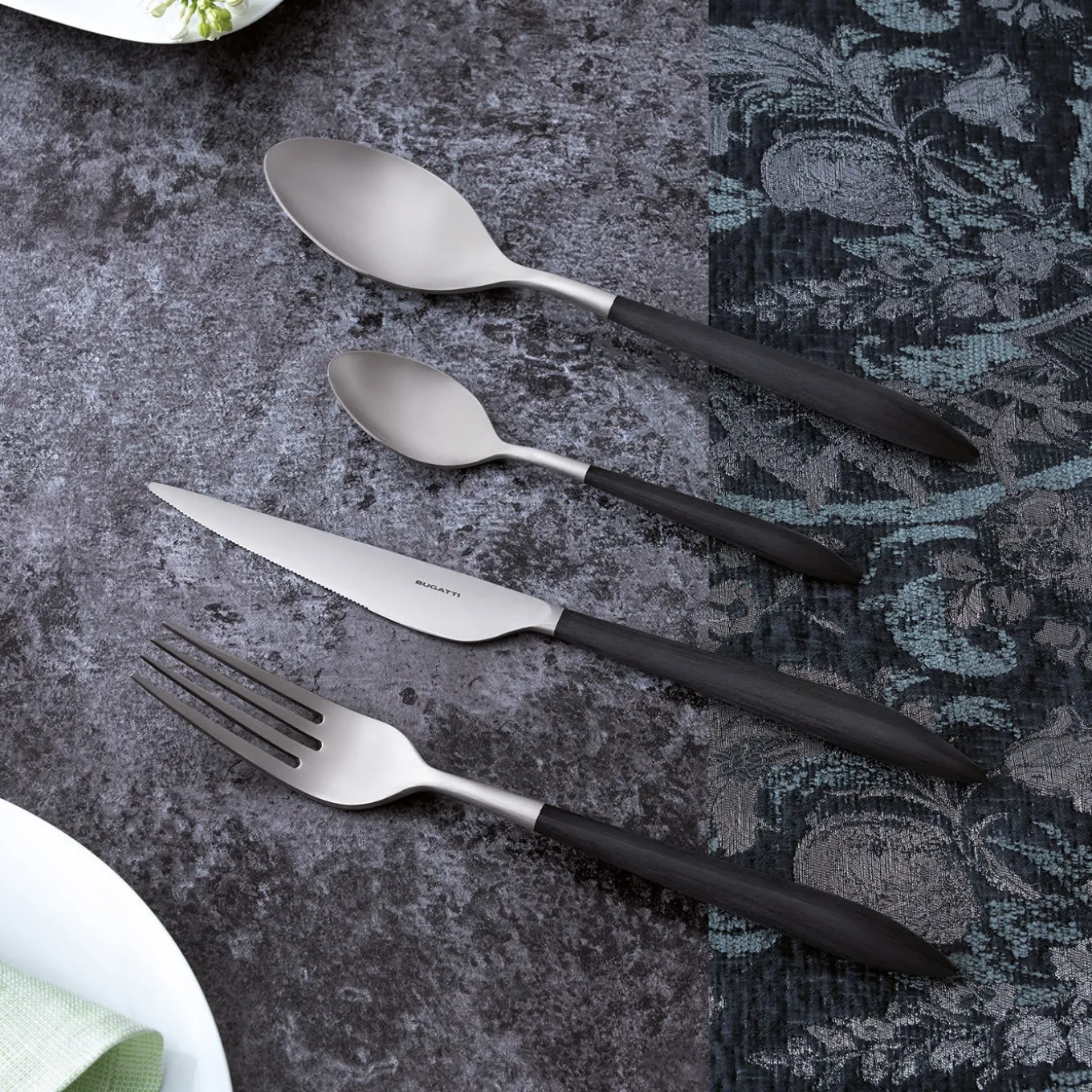 Ares 24-Piece Flatware Set in Black with Box