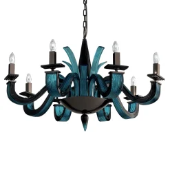Argo Black and Aquamarine Chandelier 8 Lights