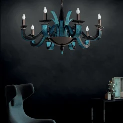 Argo Black and Aquamarine Chandelier 8 Lights
