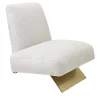 Aries White Fabric And Satin Gold Metal Armchair