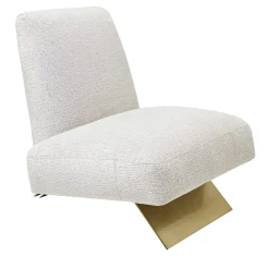 Aries White Fabric And Satin Gold Metal Armchair