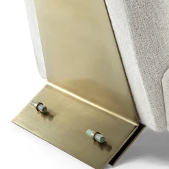 Aries White Fabric And Satin Gold Metal Armchair