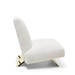 Aries White Fabric And Satin Gold Metal Armchair