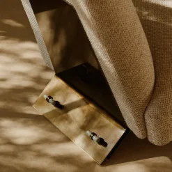 Aries White Fabric And Satin Gold Metal Armchair