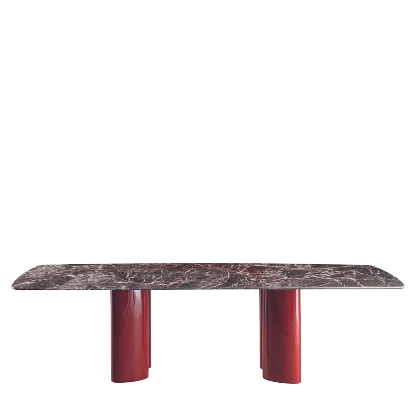 Arne Lepanto Marble And Red Legs Dining Table by Roberto Lazzeroni
