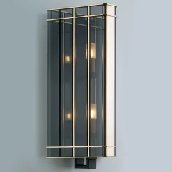 Art Deco Black Metal & Glass Wall Sconce