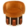 Art Deco Cognac Velvet Pirouette Cleo Swivel Armchair