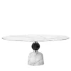Artù Round Carrara and Black marquina Marble Dining Table by Paolo Rizzato