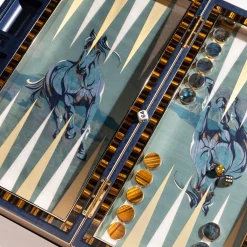 Artistic Inlaid Polychrome Backgammon Set by Fabio Calagna