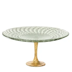 Astra Green & Gold Leaf Pedestal Cake stand