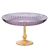 Astra Purple & Gold Leaf Pedestal Centerpiece bowl