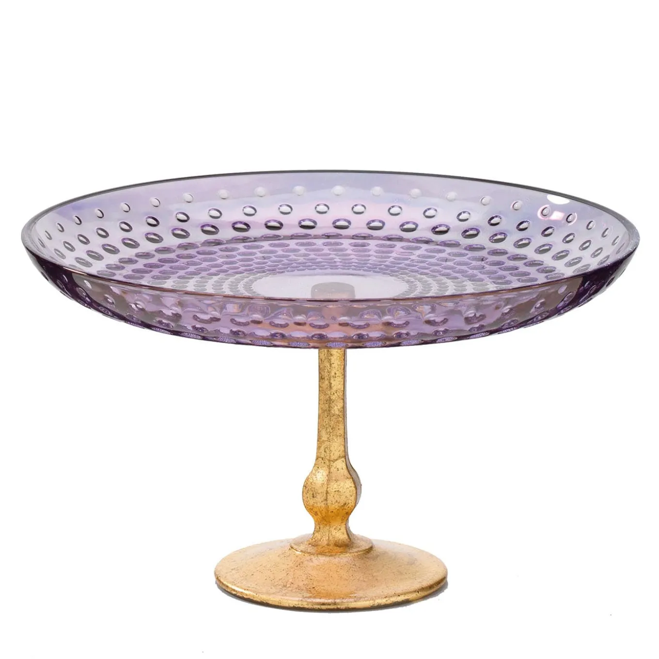 Astra Purple & Gold Leaf Pedestal Centerpiece bowl