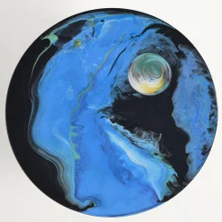 Astraliti Round Cool-Toned Metal Side Table #1