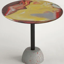 Astraliti Round Warm-Toned Metal Side Table #1