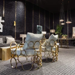 Astro Gold Brass Armchair by Galleria Flair Firenze