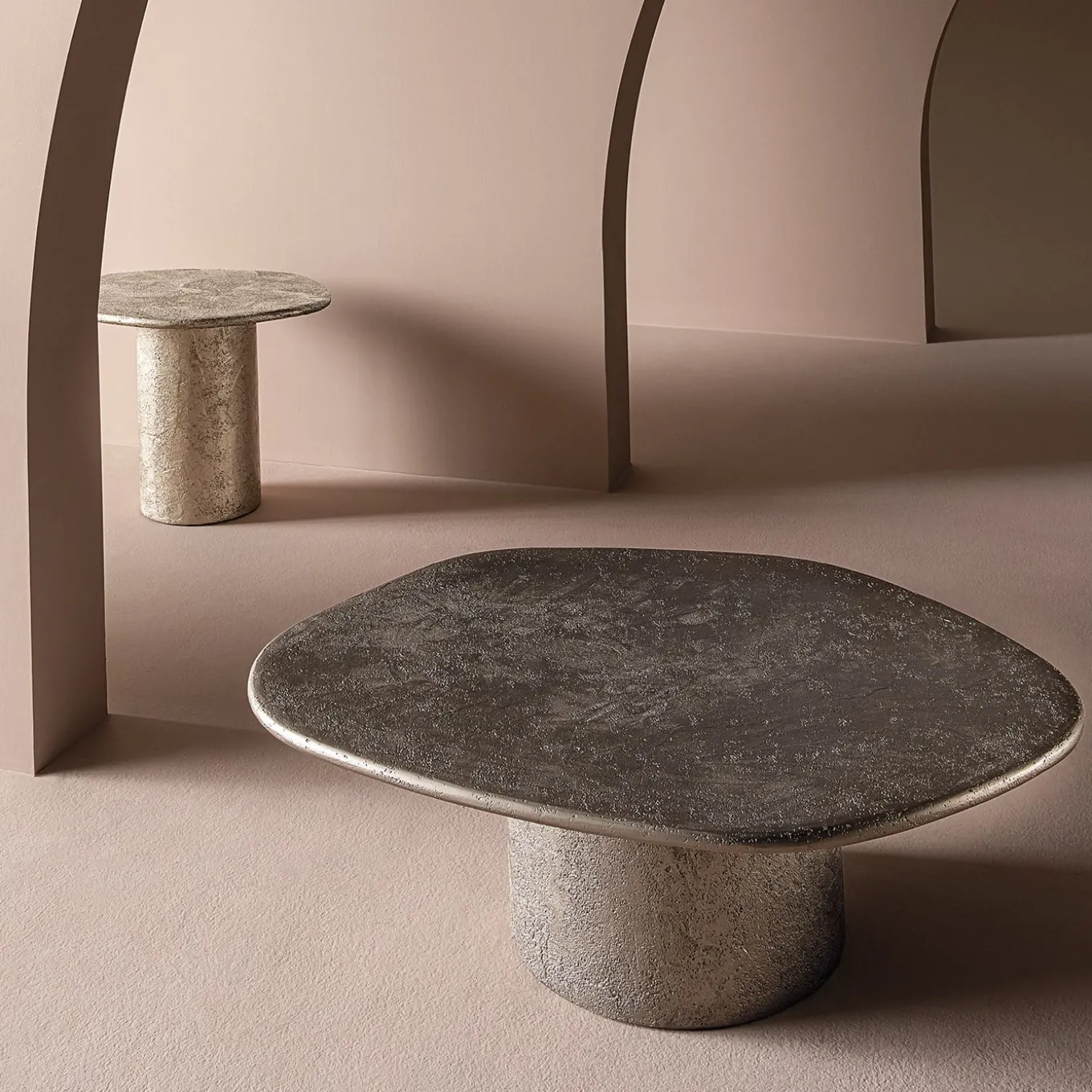 Atollo Bronze-Colored Textured Medium Coffee Table by CSM