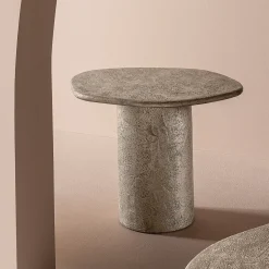 Atollo Champagne-Colored Textured Side Table by CSM
