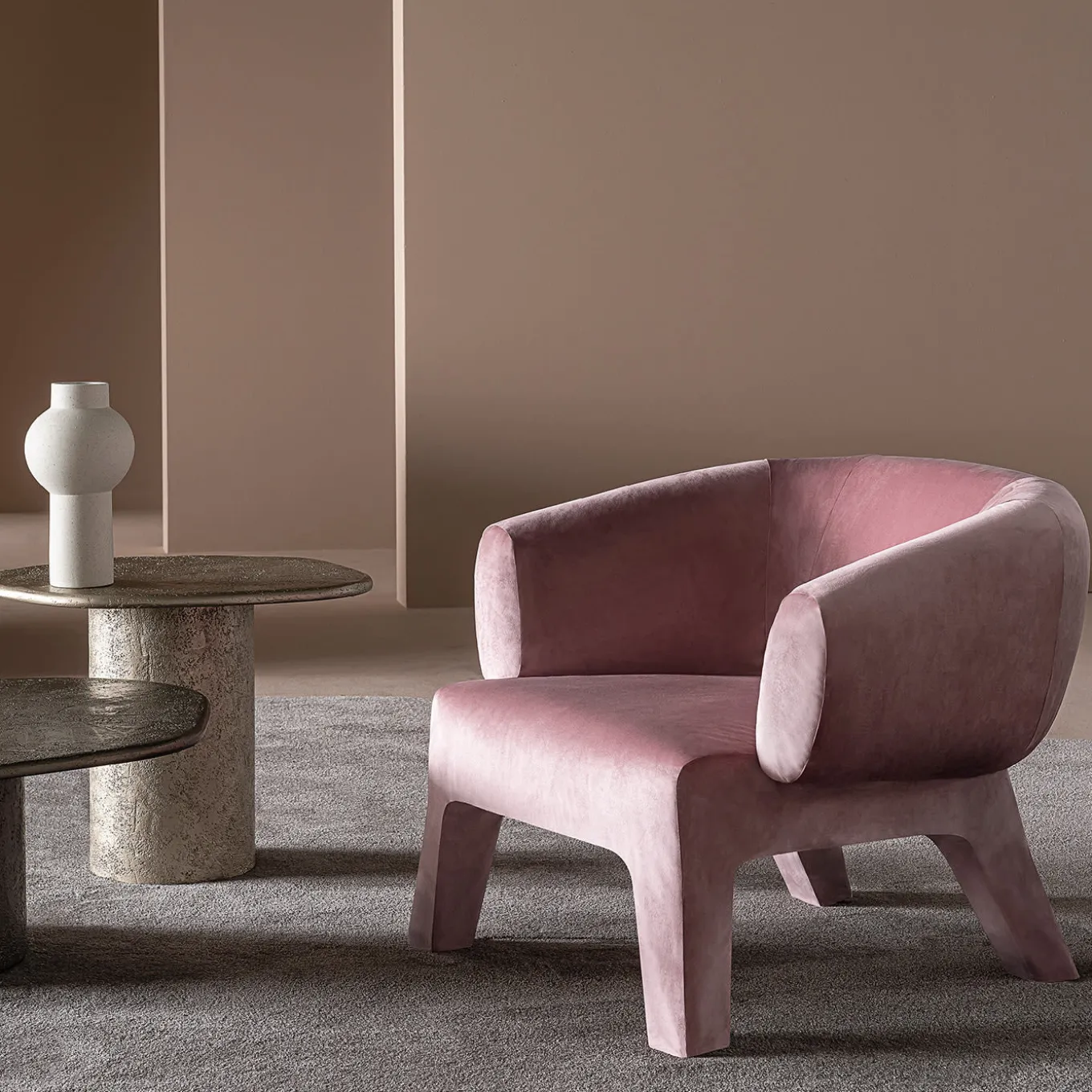 Atollo Champagne-Colored Textured Side Table by CSM