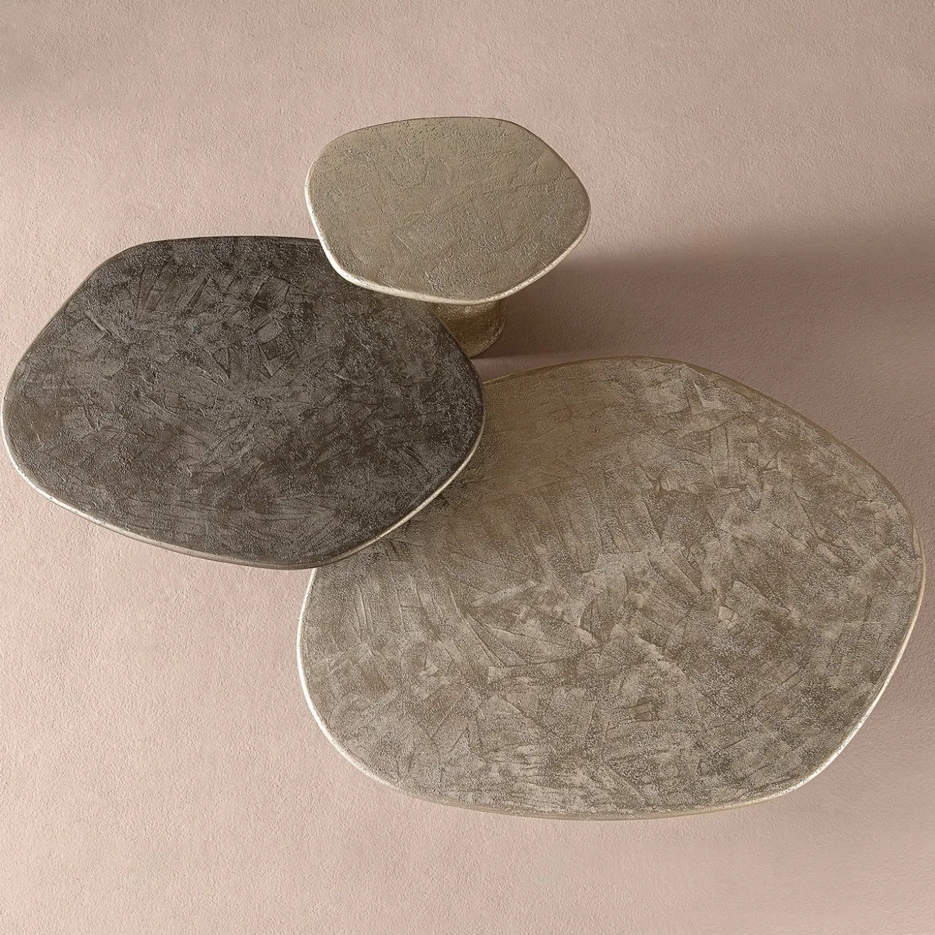 Atollo Champagne-Colored Textured Side Table by CSM