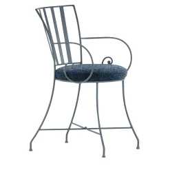 Attonita Wrought Iron Slate-Blue Chair With Armrests