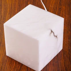Aura Cube Table Lamp in Alabaster