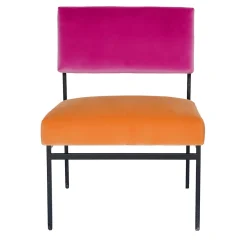 Aurea Orange and Pink Velvet Lounge Chair