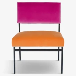 Aurea Orange and Pink Velvet Lounge Chair