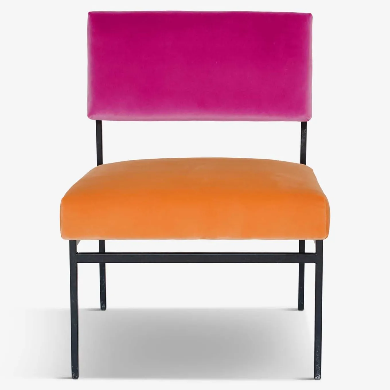 Aurea Orange and Pink Velvet Lounge Chair