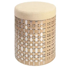 Aurelius 40 Cylindrical Champagne Aluminum Pouf