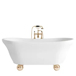 Aurora Bijoux White with Gold Sphere Feet Bathtub
