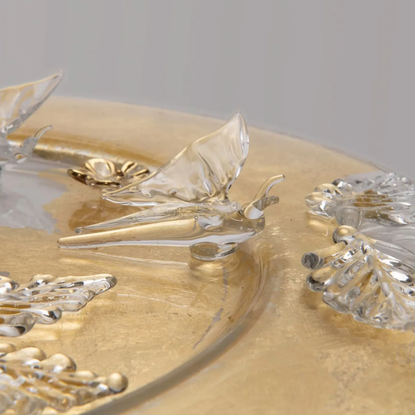 Aurora Butterfly Gold Glass Decorative Dinner Plate