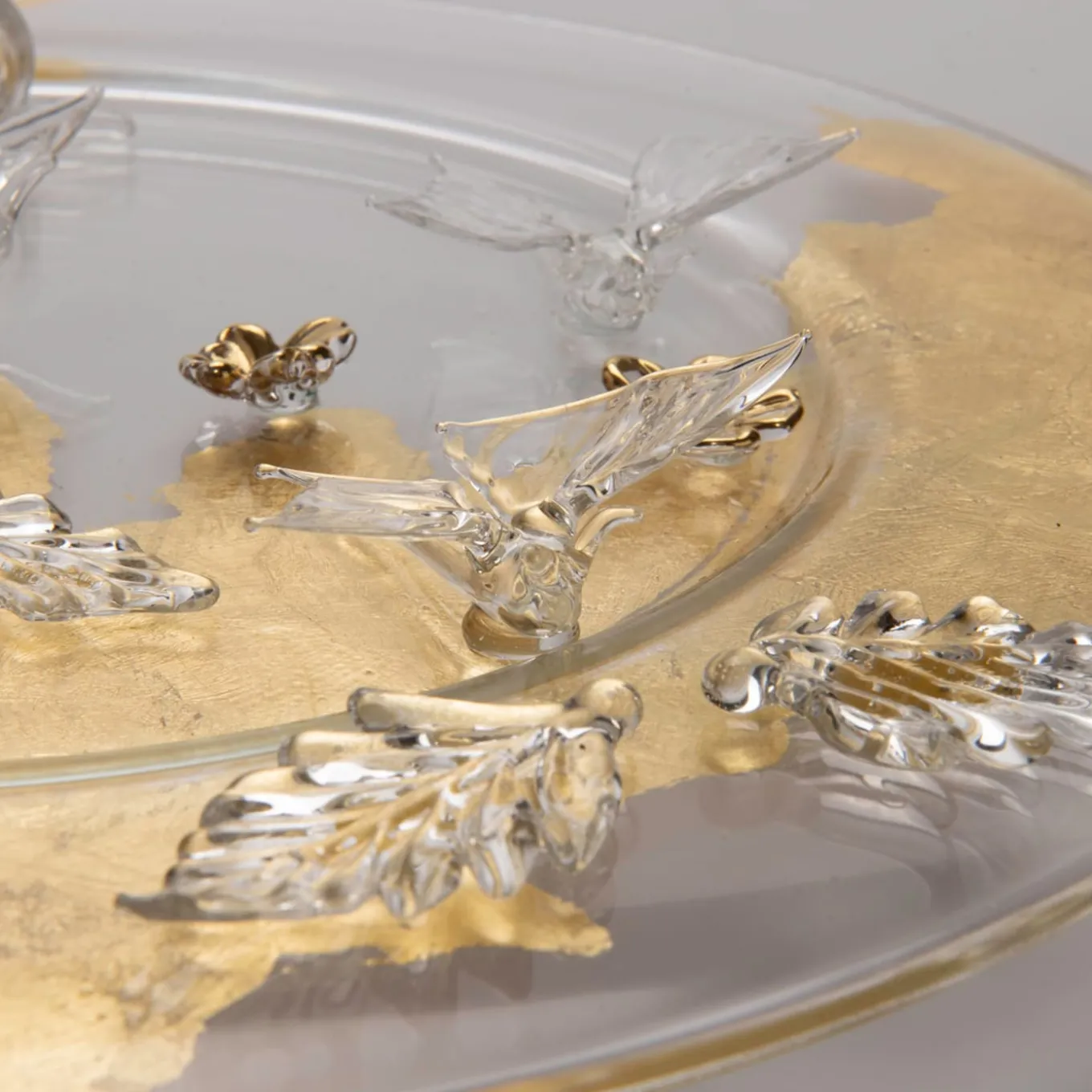 Aurora Butterfly Gold Glass Decorative Dinner Plate