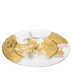 Aurora Dragonfly Gold Glass Decorative Dinner Plate